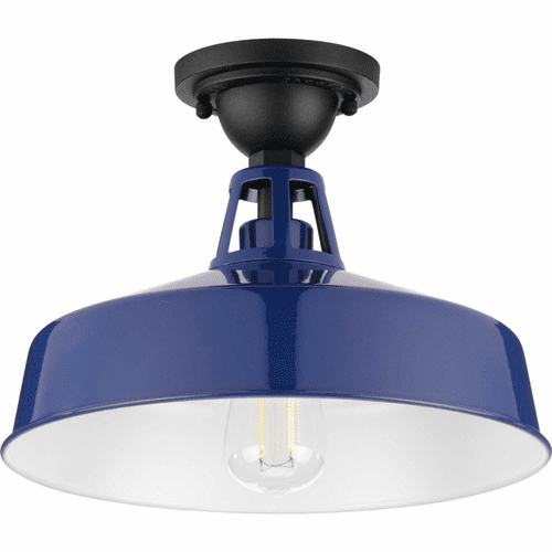 Progress Cedar Springs 1-Light 100W Semi-Flush Mount - Navy - P550070-091