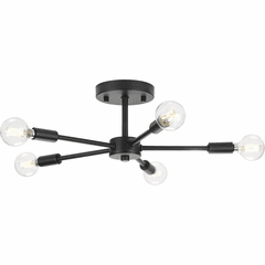 Progress Delayne 5-LT Semi-Flush Mount - Matte Black - P350219-31M