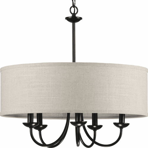 Progress Drum Shade 5-LT Chandelier - Black - P400193-031
