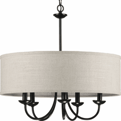 Progress Drum Shade 5-LT Chandelier - Black - P400193-031