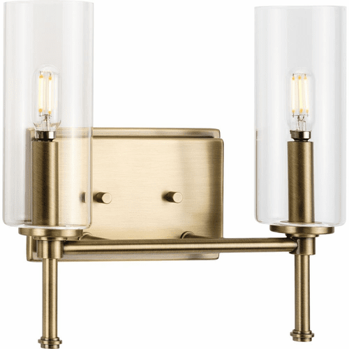 Progress Elara 2-LT Bath Vanity Light - Vintage Brass - P300357-163