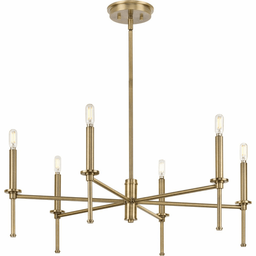 Progress Elara 6-LT Chandelier - Vintage Brass - P400294-163