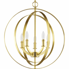 Progress Equinox 5-Light 60W Pendant - Satin Brass - P3841-12