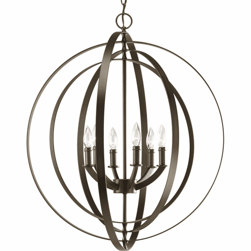 Progress Equinox Collection 6-LT Foyer Pendant - Antique Bronze - P3889-20