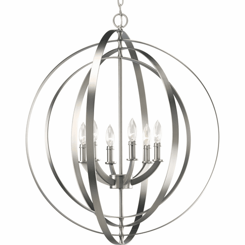 Progress Equinox Collection 6-LT Foyer Pendant - Burnished Silver - P3889-126