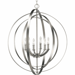 Progress Equinox Collection 6-LT Foyer Pendant - Burnished Silver - P3889-126