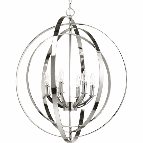 Progress Equinox Collection 6-LT Pendant - Polished Nickel - P3889-104