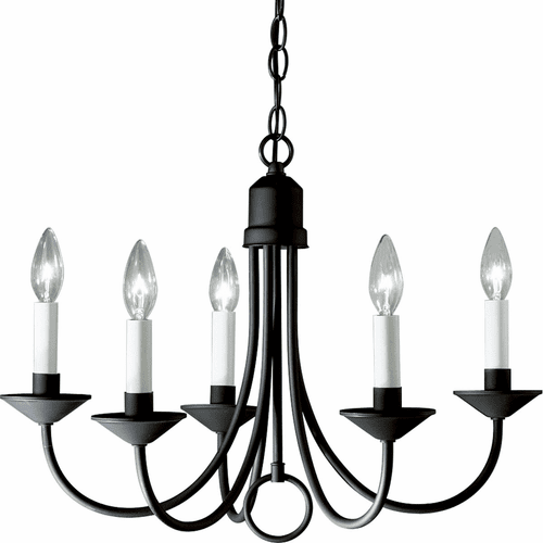 Progress Five Light 5-LT Chandelier in Textured Black - P4008-31