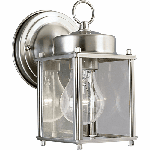 Progress Flat Glass Lantern 1-LT Outdoor Wall Lantern - Brushed Nickel - P5607-09