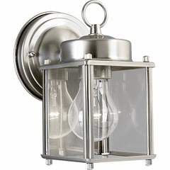Progress Flat Glass Lantern 1-LT Outdoor Wall Lantern - Brushed Nickel - P5607-09 Progress Flat Glass Lantern 1-LT Outdoor Wall Lantern - Brushed Nickel - P5607-09