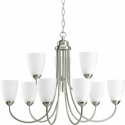 Progress Gather Collection 9-LT, Two-Tier Chandelier - Brushed Nickel - P4627-09
