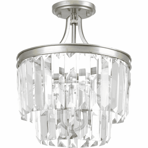 Progress Glimmer 3-LT 15-1/2" Semi-Flush Convertible - Silver Ridge - P2325-134