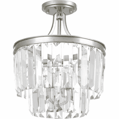 Progress Glimmer 3-LT 15-1/2" Semi-Flush Convertible - Silver Ridge - P2325-134
