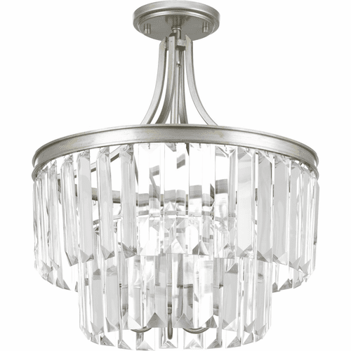 Progress Glimmer 3-LT 19" Semi-Flush Convertible - Silver Ridge - P2326-134
