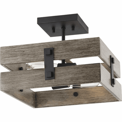 Progress Hemsworth 2-Light 60W Semi-Flush Mount - Black - P350172-031