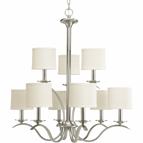Progress Inspire Collection 9-LT, Two-Tier Chandelier - Brushed Nickel - P4638-09