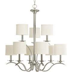 Progress Inspire Collection 9-LT, Two-Tier Chandelier - Brushed Nickel - P4638-09