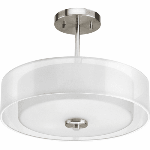 Progress Invite 3-LT 15" Semi-Flush Convertible - Brushed Nickel - P3694-09