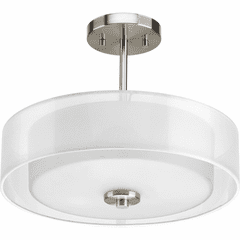 Progress Invite 3-LT 15" Semi-Flush Convertible - Brushed Nickel - P3694-09
