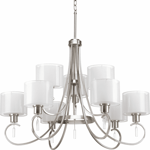 Progress Invite Collection 9-LT, Two-Tier Chandelier - Brushed Nickel - P4697-09