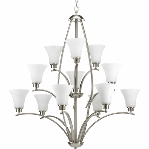Progress Joy Collection 12-LT, Three-Tier Chandelier - Brushed Nickel - P4497-09