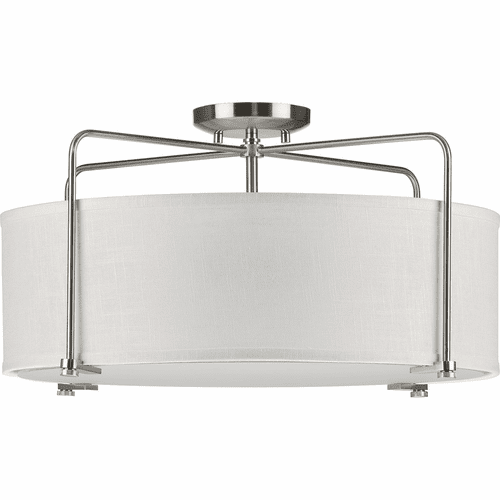 Progress Kempsey 3-LT Semi-Flush Convertible - Brushed Nickel - P350110-009