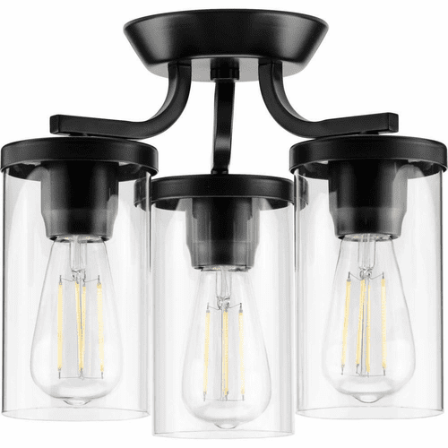 Progress Lassiter 3-Light 60W Semi-Flush Mount - Black - P350149-031