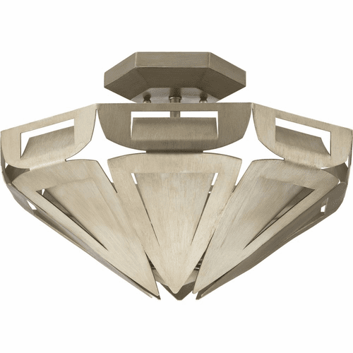 Progress Point Dume 3-Light 60W Semi-Flush Mount - Silver Ridge - P350140-134