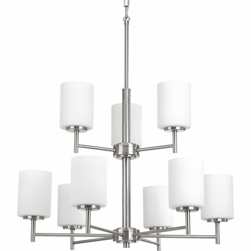 Progress Replay Collection 9-LT chandelier - Brushed Nickel - P4726-09