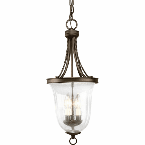 Progress Seeded Glass 3-LT Foyer Pendant - Antique Bronze - P3753-20
