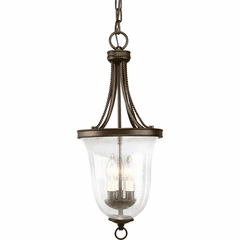 Progress Seeded Glass 3-LT Foyer Pendant - Antique Bronze - P3753-20 Progress Seeded Glass 3-LT Foyer Pendant - Antique Bronze - P3753-20