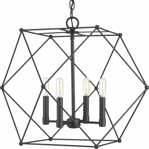 Progress Spatial Collection 4-LT Pendant - Black - P500083-031