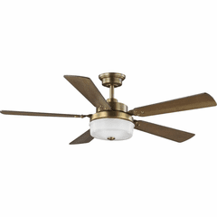 Progress Tempt 52" 5 Blade Ceiling Fan W/LED Light - Vintage Brass - P2578-16330K Progress Tempt 52" 5 Blade Ceiling Fan W/LED Light - Vintage Brass - P2578-16330K