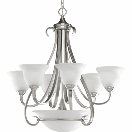 Progress Torino Collection 6-LT, Two-Tier Chandelier - Brushed Nickel - P4417-09