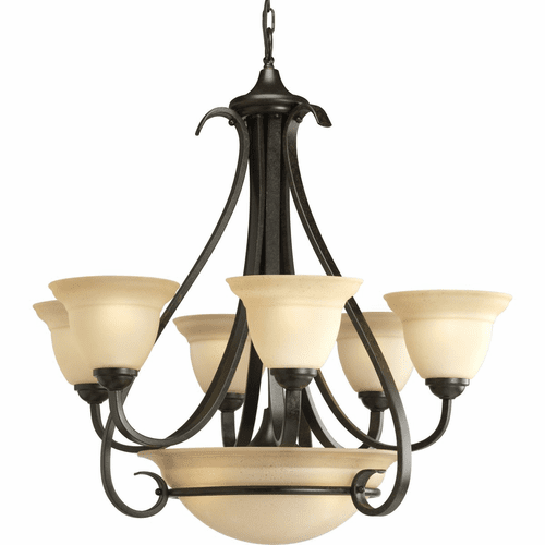 Progress Torino Collection 6-LT, Two-Tier Chandelier - Forged Bronze - P4417-77
