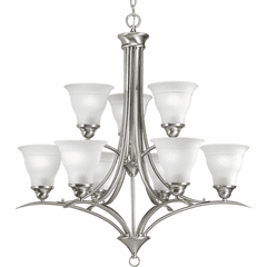 Progress Trinity Collection 9-LT, Two-Tier Chandelier - Brushed Nickel - P4329-09