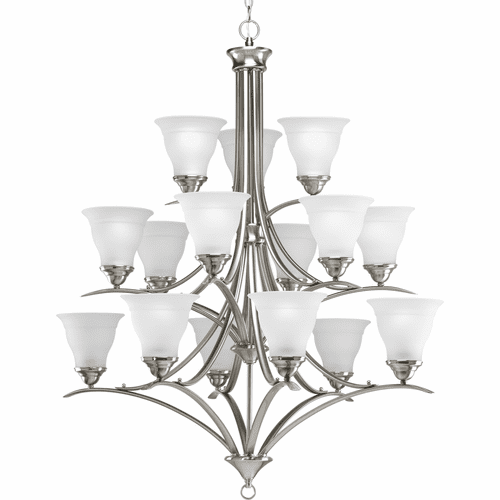 Progress Trinity Fifteen-Light, Three-Tier Chandelier - Brushed Nickel - P4365-09