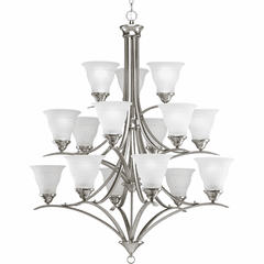 Progress Trinity Fifteen-Light, Three-Tier Chandelier - Brushed Nickel - P4365-09