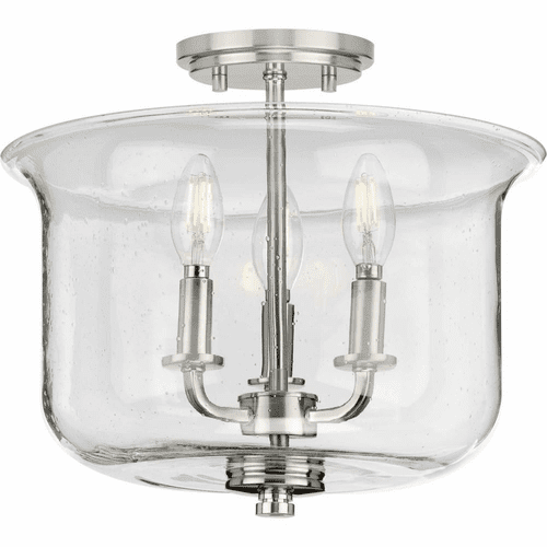 Progress Winslett 3-Light 60W Semi-Flush Mount - Brushed Nickel - P350153-009