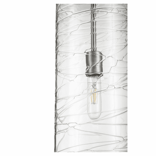 Quorum 1-LT 11" Pendant - Satin Nickel w/ Textured Glass - 8192-65
