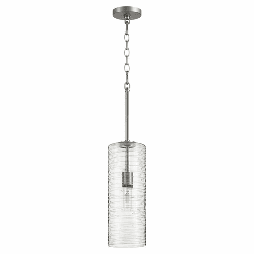 Quorum 1-LT 6" Pendant - Satin Nickel w/ Textured Glass - 8191-65