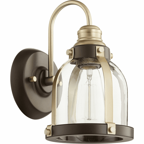 Quorum 1-LT Banded Dome - Aged Brass W/ Oiled Bronze - 586-1-8086