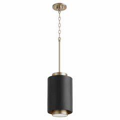Quorum 1-LT Cylinder Pendant - Noir/Aged Brass - 8008-6980