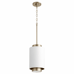 Quorum 1-LT Cylinder Pendant - Studio White/Aged Brass - 8008-0880