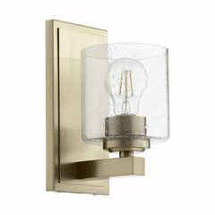 Quorum 1-LT Cylinder Wall Mount - Aged Brass w/ Clear/Seeded - 5669-1-280