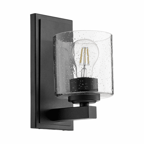 Quorum 1-LT Cylinder Wall Mount - Noir w/Clear/Seeded - 5669-1-269