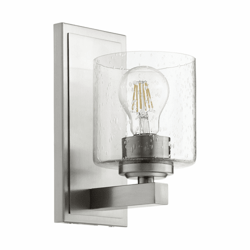Quorum 1-LT Cylinder Wall Mount - Satin Nickel w/ Clear/Seeded - 5669-1-265
