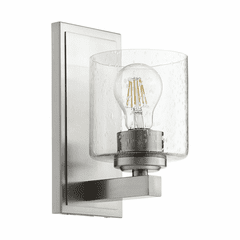 Quorum 1-LT Cylinder Wall Mount - Satin Nickel w/ Clear/Seeded - 5669-1-265