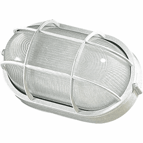 Quorum 1-LT Oval Bulkhead Flushmount - White - 680-11-6