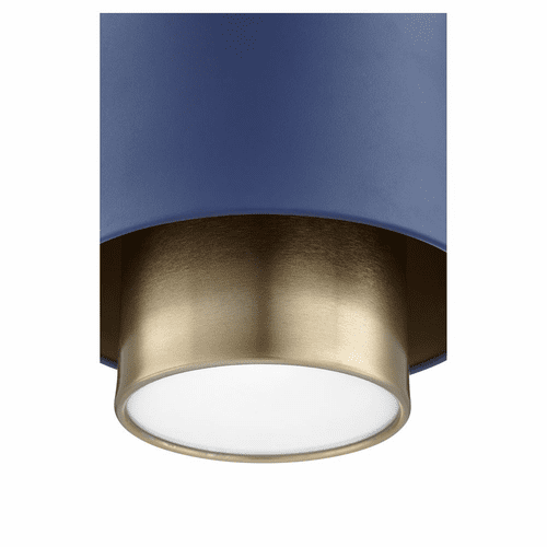 Quorum 1-LT Pendant - Aged Brass w/ Blue - 8008-3280